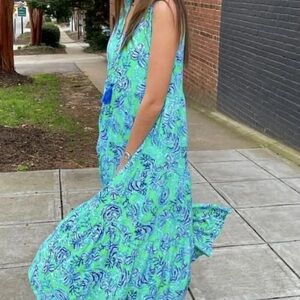 Ladies Lilly Pulitzer XL Malone Maxi Cabana Green Keepin’ It Reel